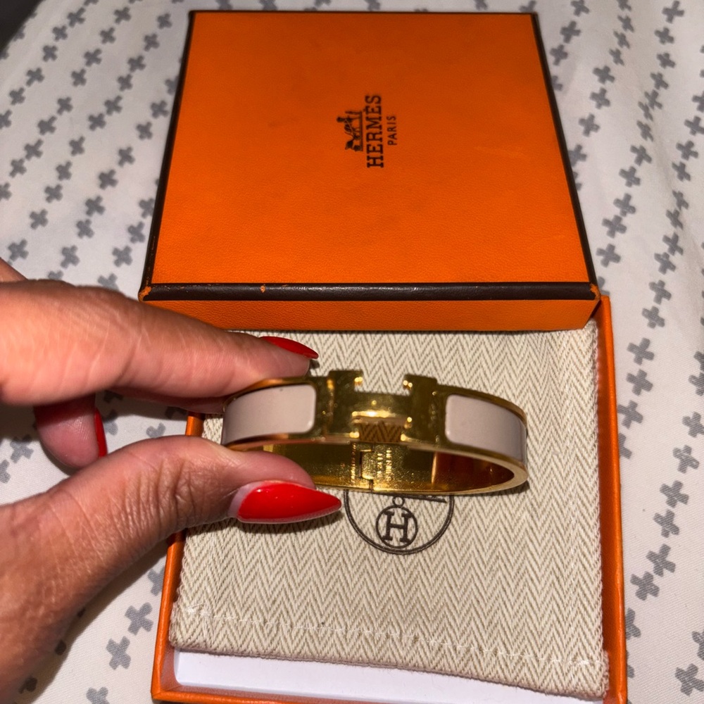 Hermes Gold and Cream Bracelet